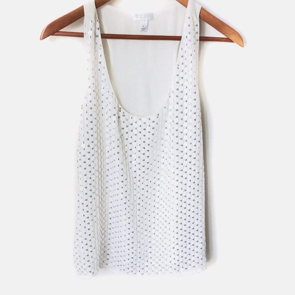 Bisou Bisou Large White Sequin Top